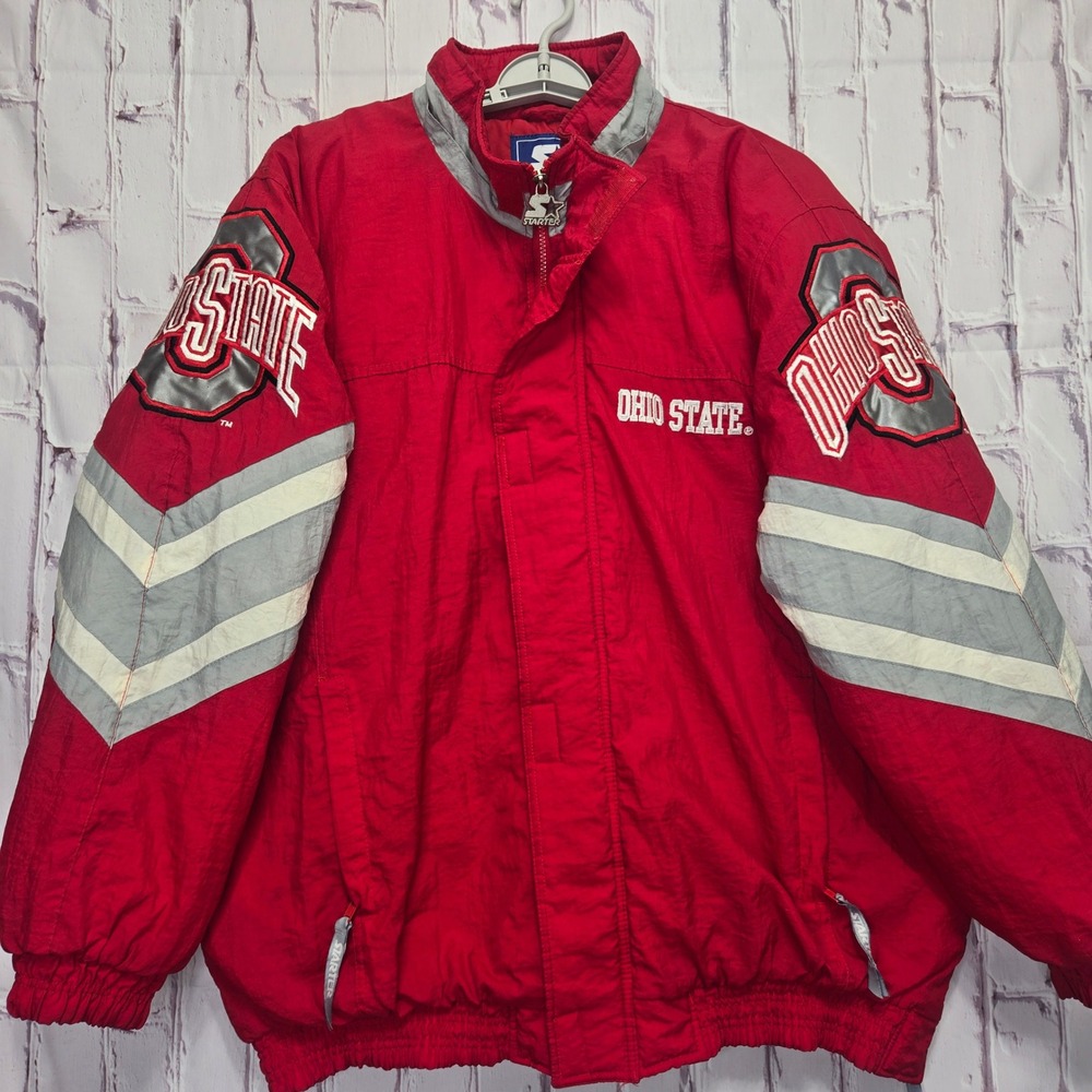 Vintage Starter Puffer Jacket Ohio State Buckeyes Football Sportswear Mens XL